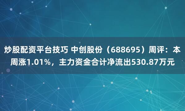 炒股配资平台技巧 中创股份（688695）周评：本周涨1.01%，主力资金合计净流出530.87万元